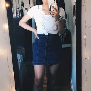 Button Down Denim Skirt